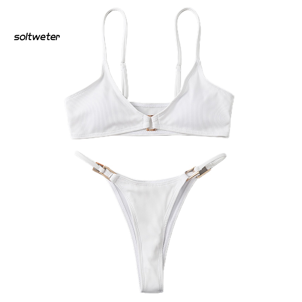 Bộ Bikini Hai Mảnh Bằng Polyester Có Mút Đệm Phong Cách Thời Trang Quyến Rũ Dành Cho Nữ