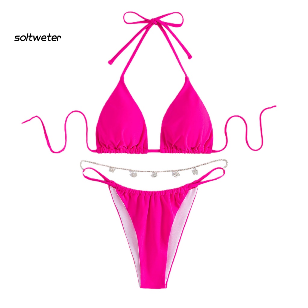 Bộ Bikini Tam Giác Dây Xích Kim Loại Tùy Chỉnh Thời Trang Quyến Rũ Cho Nữ