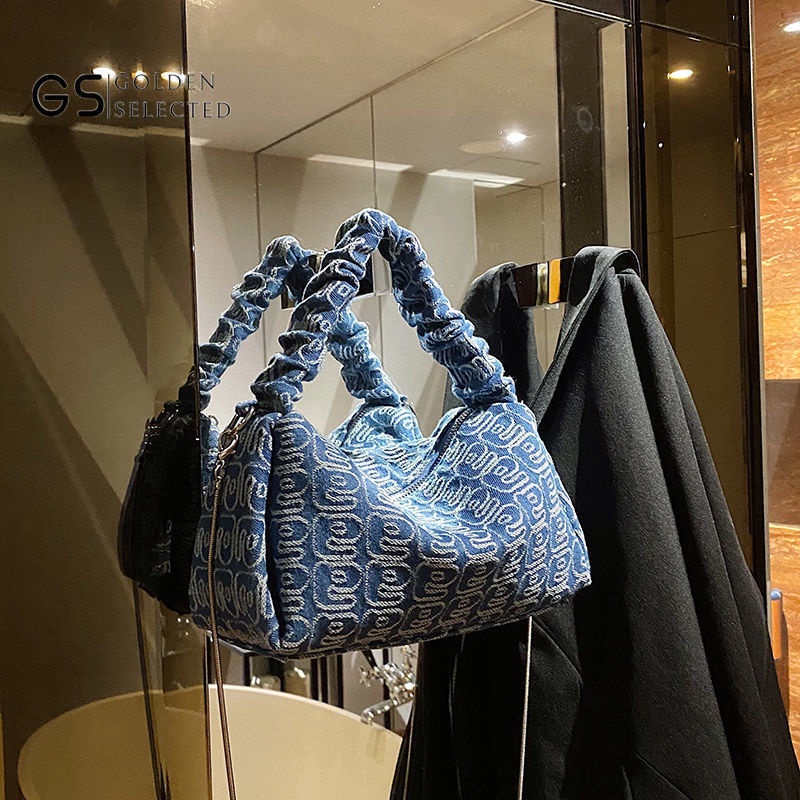 Túi Xách Denim Phối Dây Xích Thời Trang Hàn Quốc Cao Cấp Trẻ Trung Cho Nữ