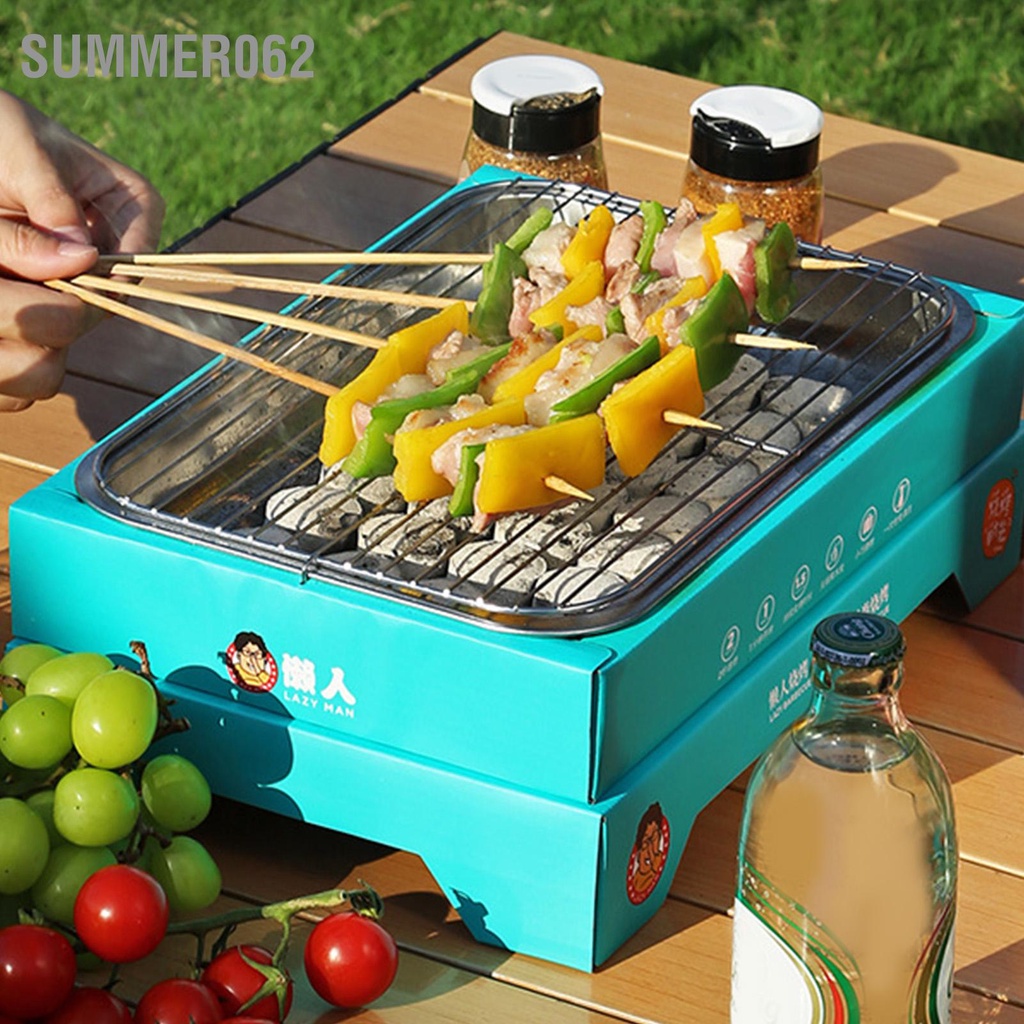 Summer062 Than Nướng Dùng Một Lần Nhỏ Gọn Có Thể Tháo Rời Bằng Thép Không Gỉ Di Động Hút Thuốc Cho Cắm Trại Ngoài Trời