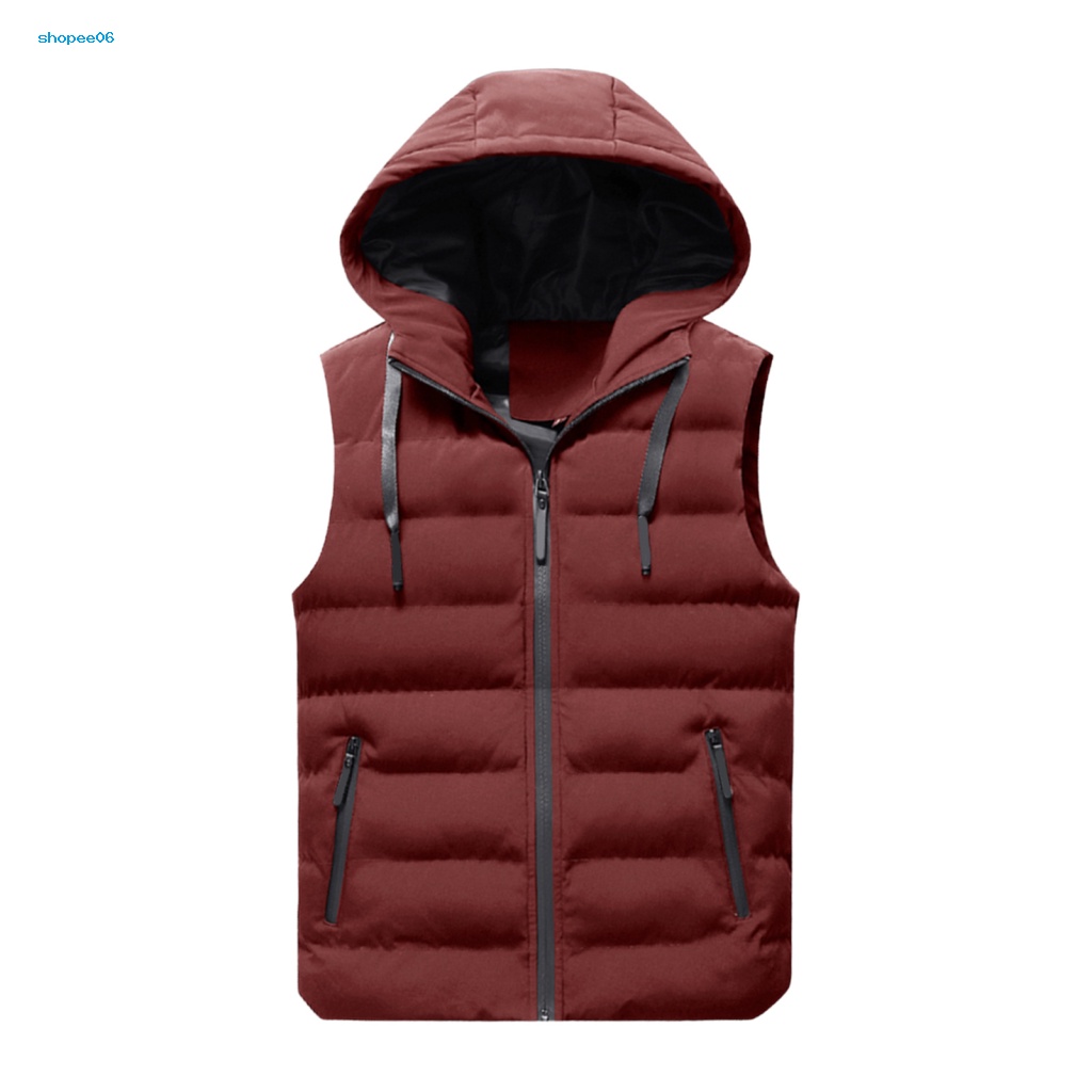 Áo Khoác Phao Sát Nách Có Nón Trùm Lót Cotton Mềm Mại Thời Trang Thu Đông Cho Nam