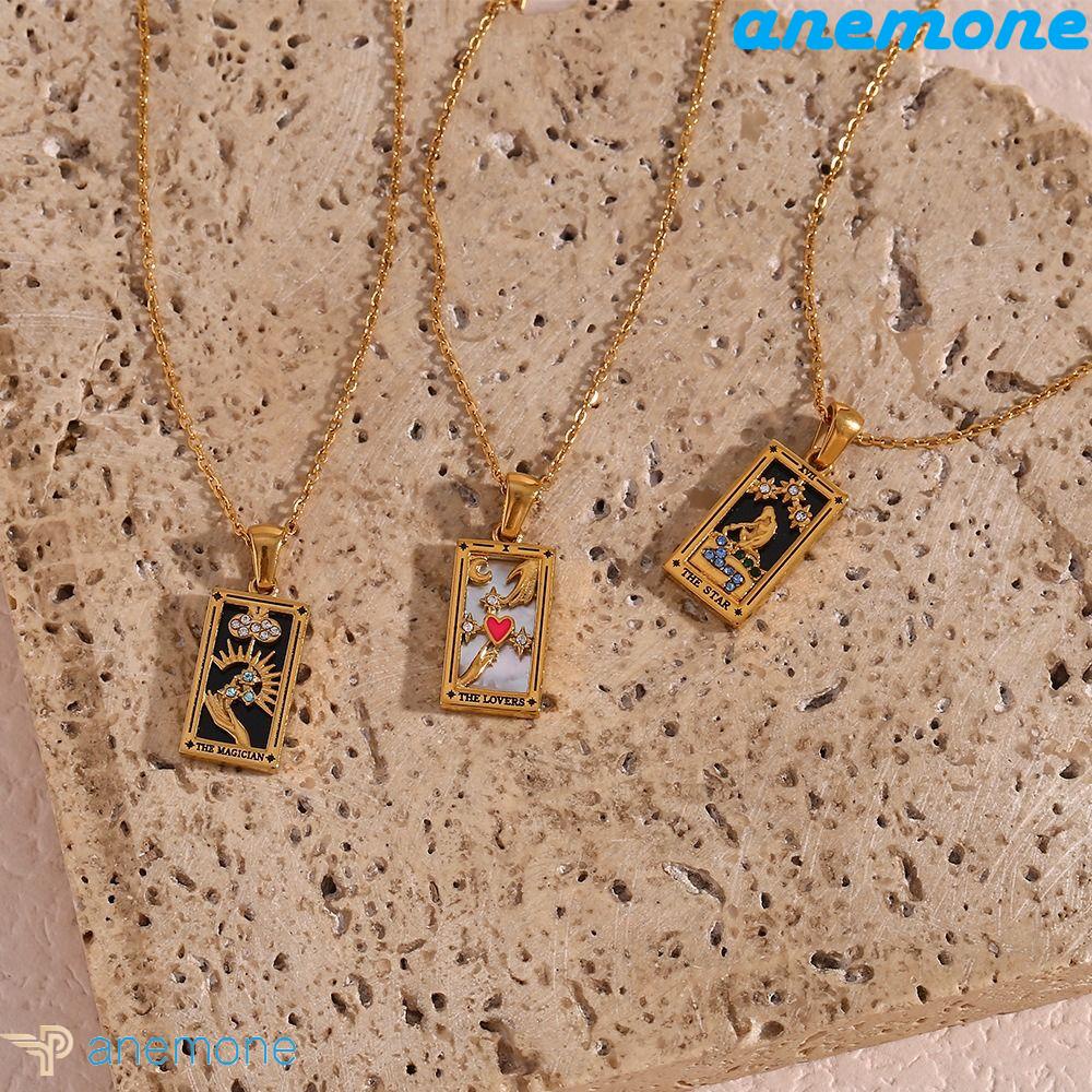ANEMONE Vòng Cổ Thẻ Vuông Đơn Giản Phong Cách Hàn Quốc Cho Cặp Đôi