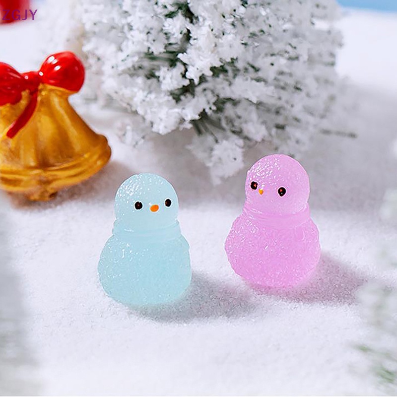 Set 5 Mô Hình Vua Tuyết Dạ Quang Mini Bằng Nhựa Resin Trang Trí Tiểu Cảnh Mới