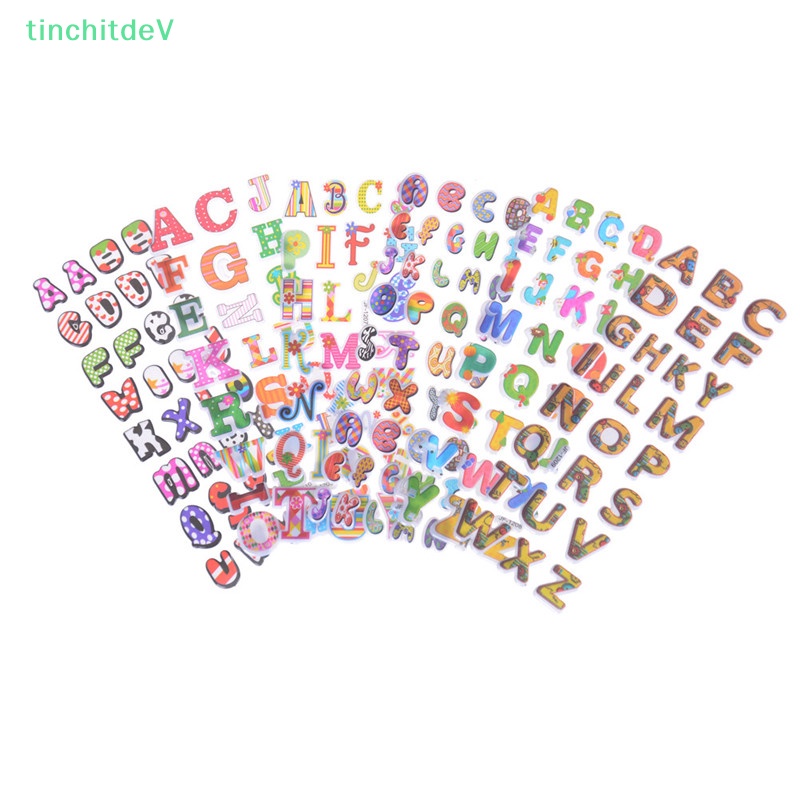 Bộ 6 Tấm Sticker Họa Tiết Chữ Hoạt Hình 3D Trang Trí Sổ Tay