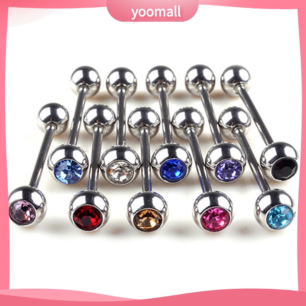 Set 10 Khuyên Lưỡi Đính Đá Cá Tính Unisex