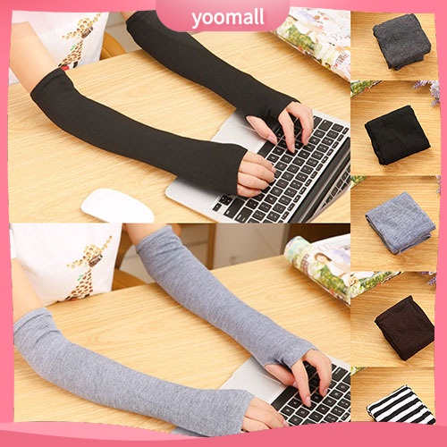 Găng Tay Len Dài Hở Ngón Giữ Ấm Thời Trang Cho Nữ