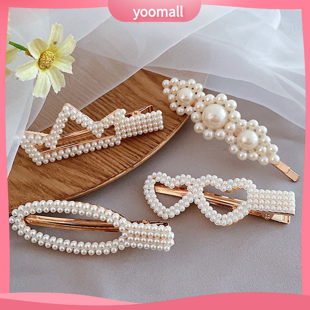 Kẹp Tóc Đính Ngọc Trai Giả Thiết Kế Đơn Giản Xinh Xắn Cho Nữ