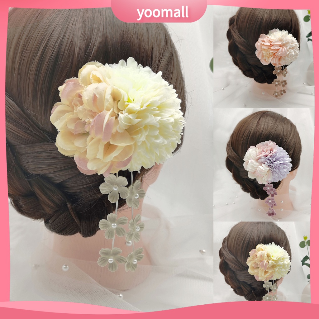 Bộ 3 Kẹp Tóc Chữ U Đính Hoa Giả Chống Rơi Thời Trang Cho Nữ