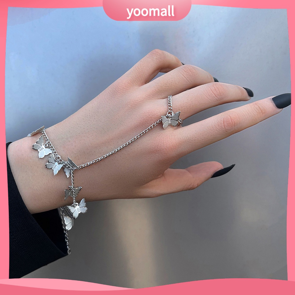 Nhẫn Hình Bướm Bằng Thép Không Gỉ Màu Sắc Đơn Giản Dành Cho Nữ