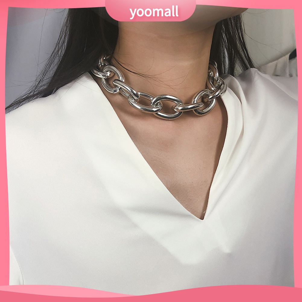 [YM] Vòng Cổ Choker Dây Xích Bóng Mắt Xích Lớn Trang Trí Phong Cách Punk Dành Cho Nữ