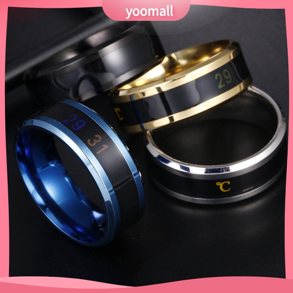 Nhẫn Thép Không Gỉ Hiển Thị Nhiệt Độ Thời Gian Thực Tế Cho Nam Nữ