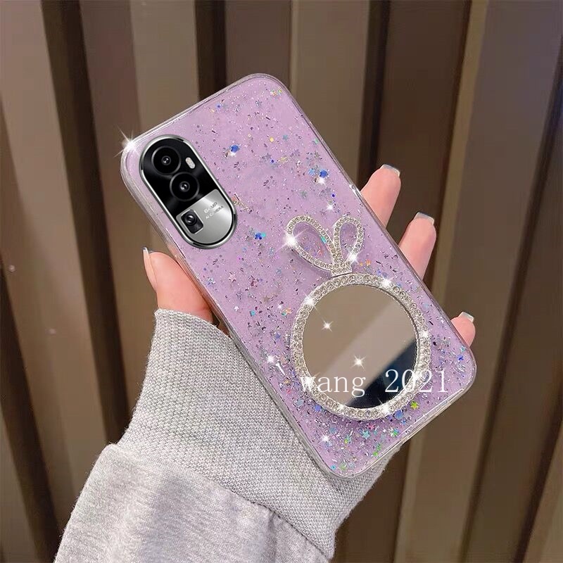 Ốp Điện Thoại Mềm Có Gương Trang Điểm Hình Vương Miện Cho OPPO Reno10 Pro + Plus 5G Reno 10 Reno10Pro + OPPO A78 NFC 4G 2023