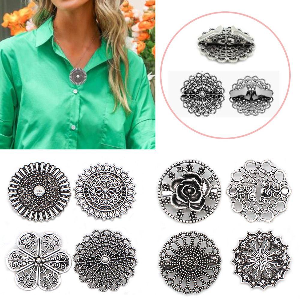 SUYO Kẹp Cài Khăn Choàng Cardigan Bằng Hợp Kim Kẽm Họa Tiết Hoa Thời Trang Dành Cho Bạn Nữ