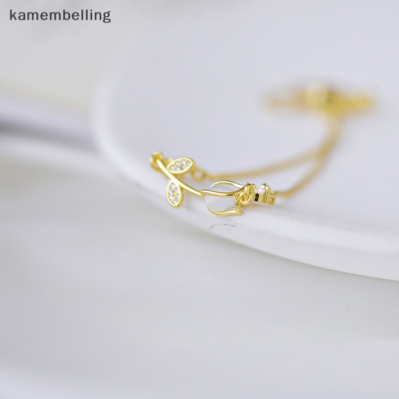 Kamembelling Vòng Tay Chuỗi Hạt Đá Opal Màu Vàng Họa Tiết Hoa Tulip Đơn Giản Thời Trang Cho Nữ