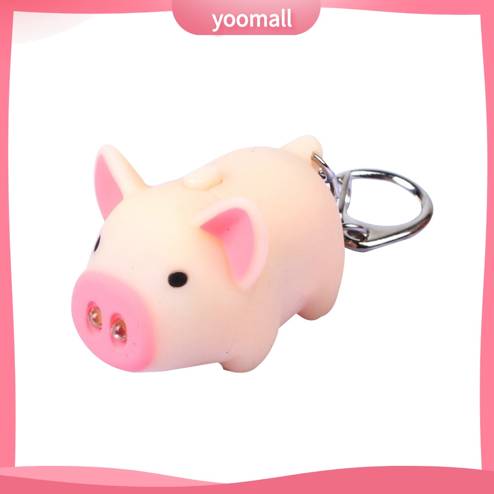 Móc Khóa Hình Heo Có Đèn LED Dễ Thương