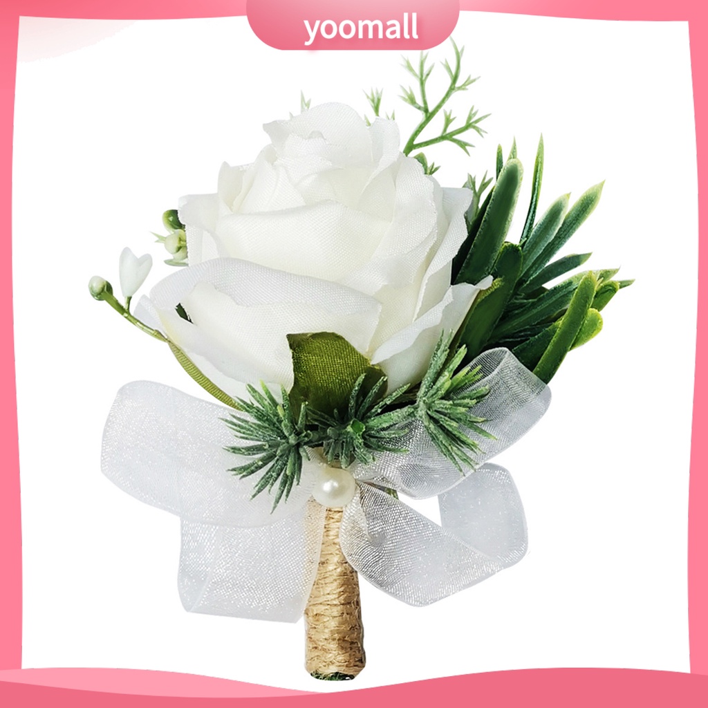 [YM] Vòng Tay Hoa Hồng Đính Ngọc Trai Nhân Tạo Trông Giống Thật Không Phai Màu Cho Tiệc Cưới