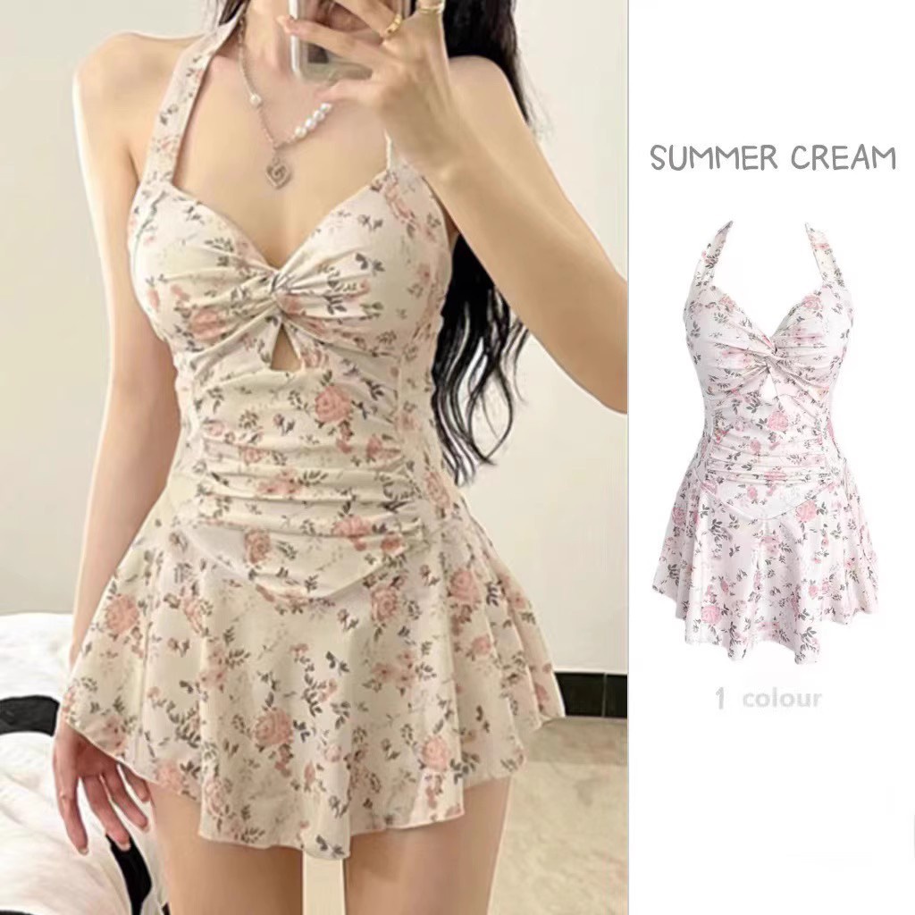 Bikini đi biển dạng váy 2 dây bigsize xinh xắn đồ bộ nữ đi biển sang chảnh kiểu Hàn Quốc AA7557