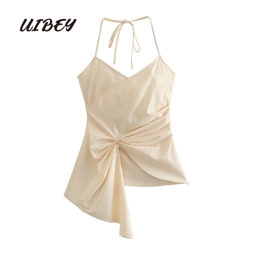 Uibey Áo Hai Dây Màu Trơn Thời Trang 7675