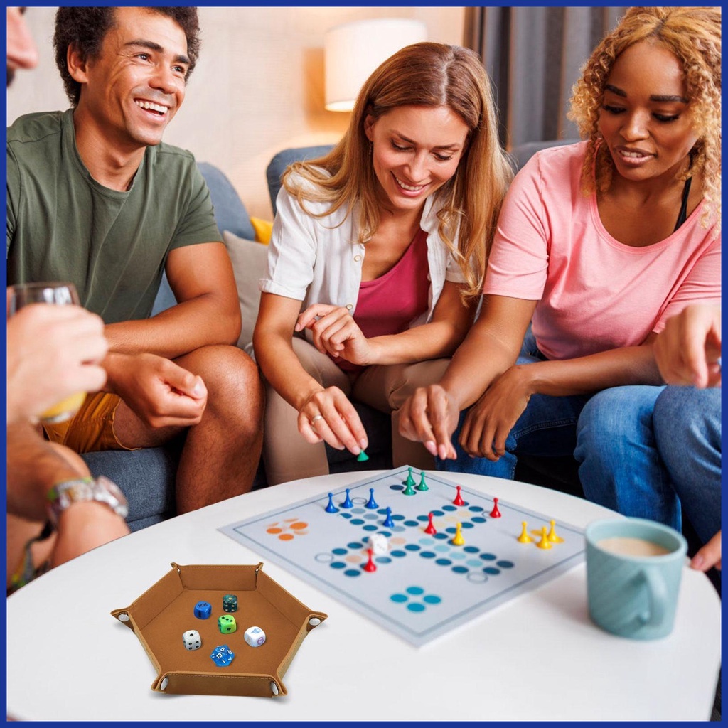 Khay Cuộn Bằng Da PU Hình Lục Giác Đựng Đồ Chơi Cho Gia Đình