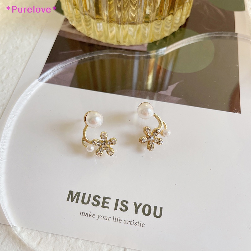 1 Đôi Bông Tai Hình Hoa Đính Ngọc Trai Giả Thời Trang Dành Cho Nữ Mới