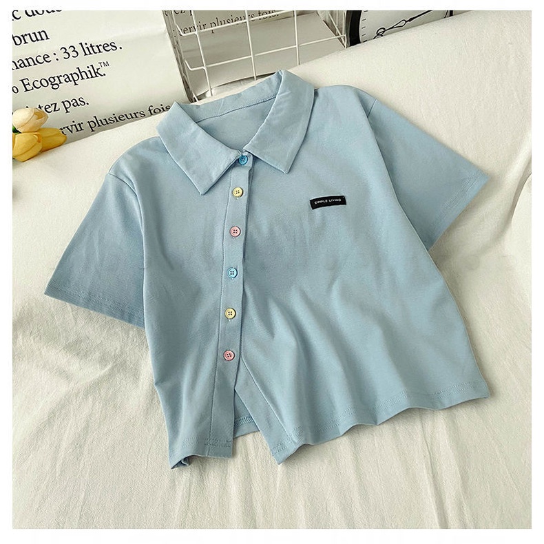 Áo Thun Polo Ngắn Tay Màu Sắc Đơn Giản Thời Trang Cho Nữ