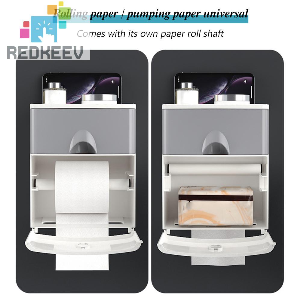 Hộp Đựng Khăn Giấy Hai Tầng Gắn Tường Chống Nước Không Cần Đục Lỗ Cho Nhà Tắm / Nhà