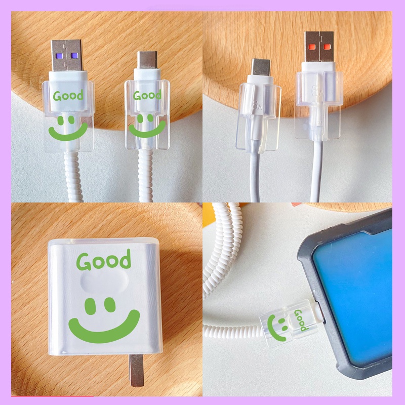 Vỏ Bọc Bảo Vệ Dây Cáp Sạc / Truyền Dữ Liệu Hình Mặt Cười Cho iPhone