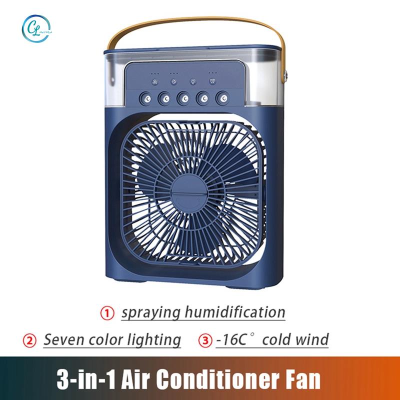 1 Quạt Điều Hòa Không Khí Di Động Với Đèn LED 7 Màu 3 Tốc Độ Gió Và 3 Chế Độ Sương Mù