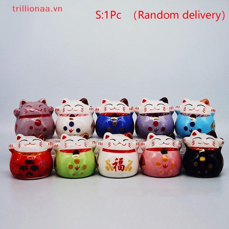 1 Tượng Mèo May Mắn Bằng Gốm Trang Trí Nhà Búp Bê