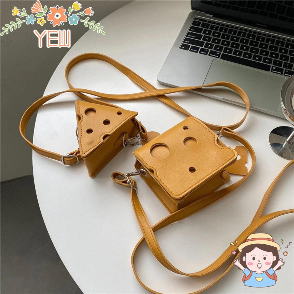 Túi Da PU Hình Tam Giác / Vuông Đựng Tai Nghe / Phô Mai Dễ Thương