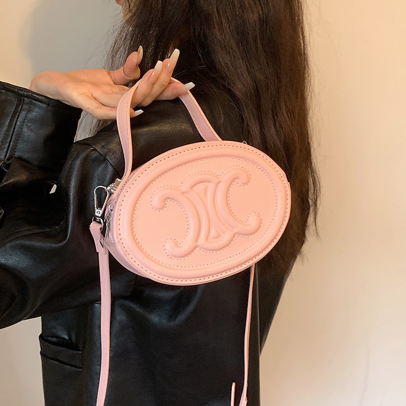 HASHIDUN Túi messenger nữ túi đeo vai tròn nhỏ hợp thời trang