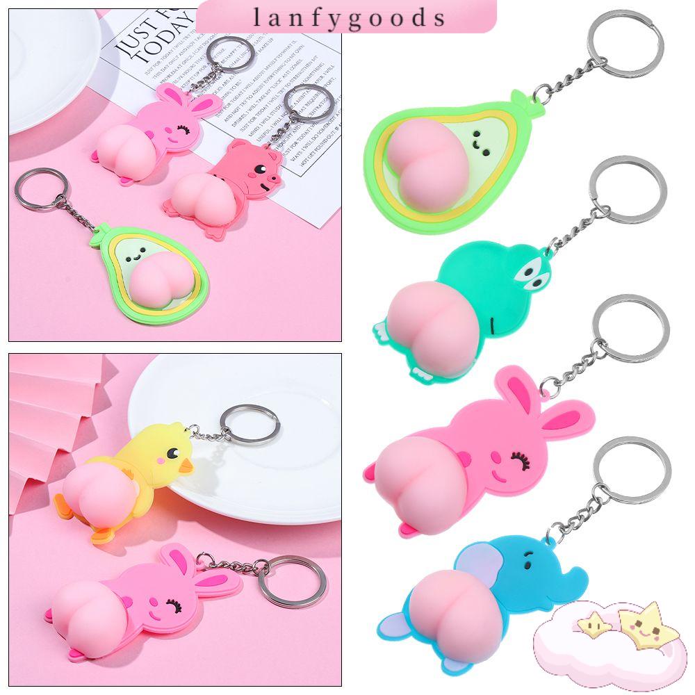 Móc Chìa Khóa Xe Hơi Bằng Silicon Co Giãn Chống Va Chạm Họa Tiết Hoạt Hình Màu Hồng