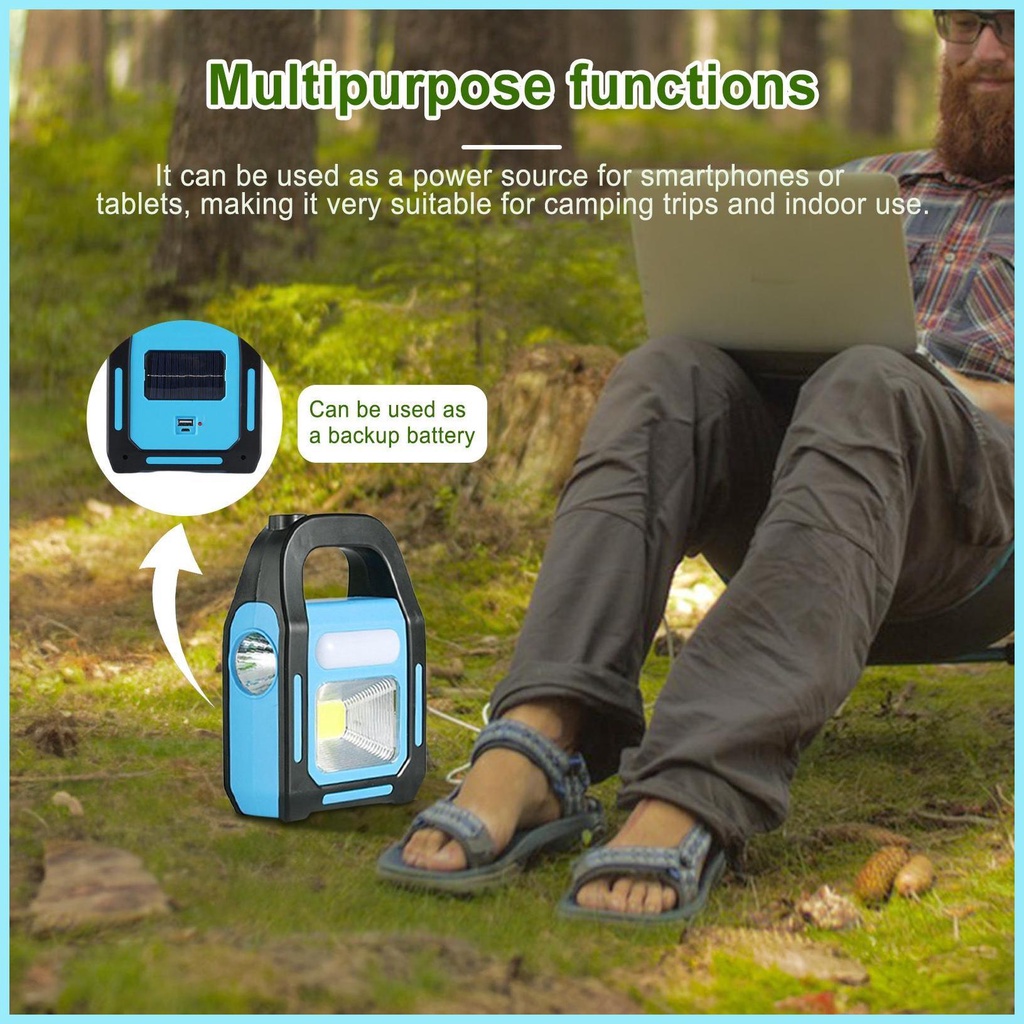 Đèn LED Năng Lượng Mặt Trời Chống Thấm Nước Kèm Sạc USB Tiện Dụng Mang Theo Cắm Trại