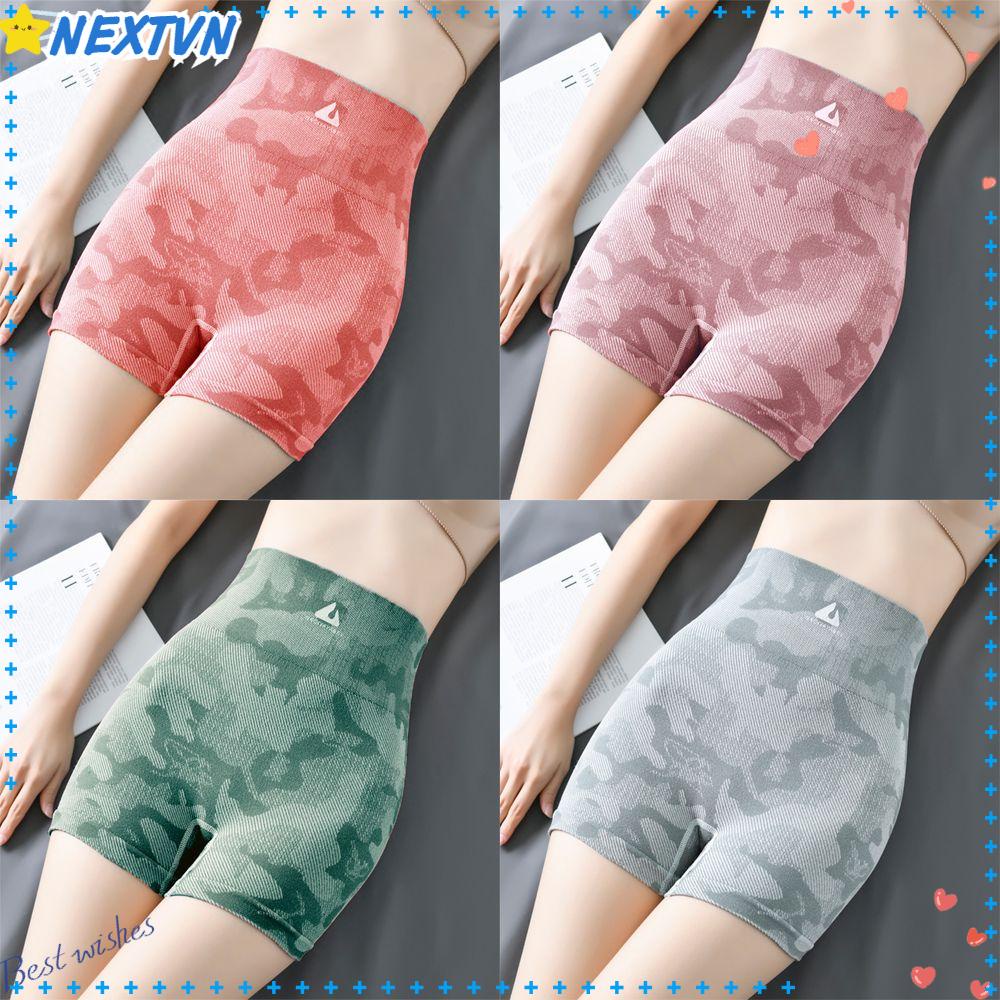 Quần Short Tập Yoga Lưng Cao Không Đường May Họa Tiết Rằn Ri Thời Trang