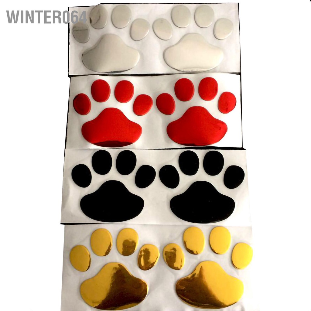 Winter064 2 Chiếc Đa Năng Nhựa PVC Dog Paw Dấu Chân Dán Xe Hiệu Decal Trang Trí Phụ Kiện Bên Ngoài