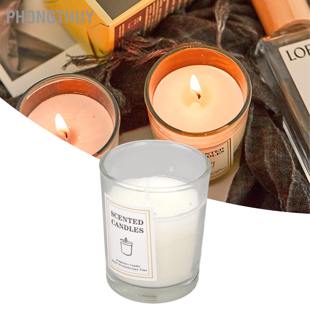 PhongThuy Nến thơm Sáp đậu nành trắng Ấm áp Hương phong phú Loại bỏ mùi thanh lịch cho phòng ngủ Văn Bar