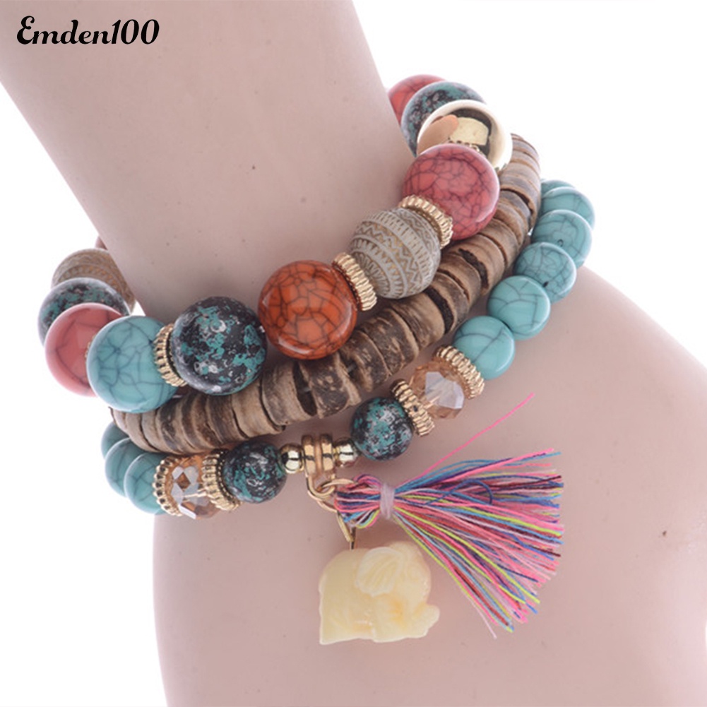 Bộ 3 Vòng Tay Chuỗi Hạt Phong Cách Bohemian Thời Trang