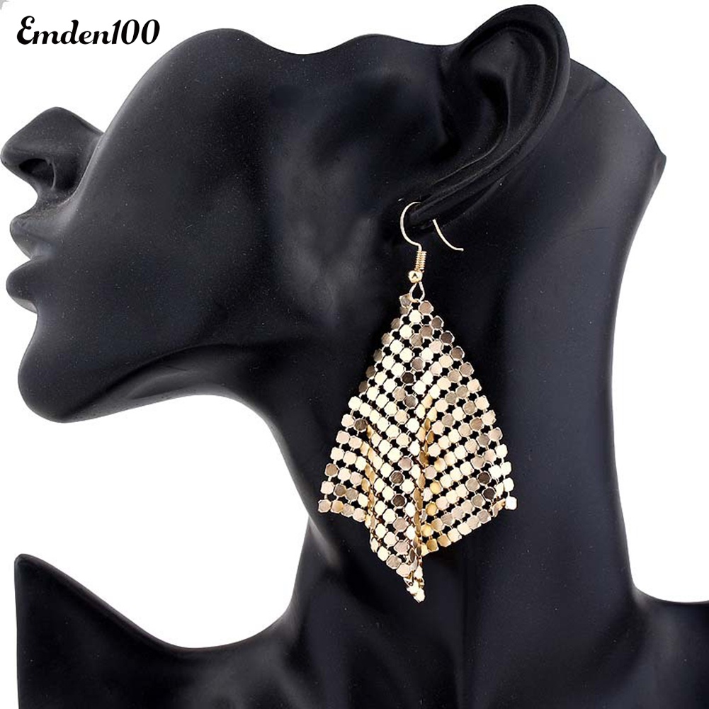 Đôi Khuyên Tai Dài Đính Kim Sa Thời Trang Cho Nữ