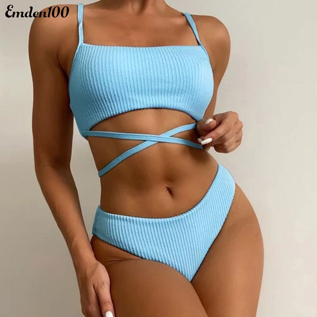 Bộ Bikini Hai Dây Màu Sắc Thời Trang Gợi Cảm Cho Nữ
