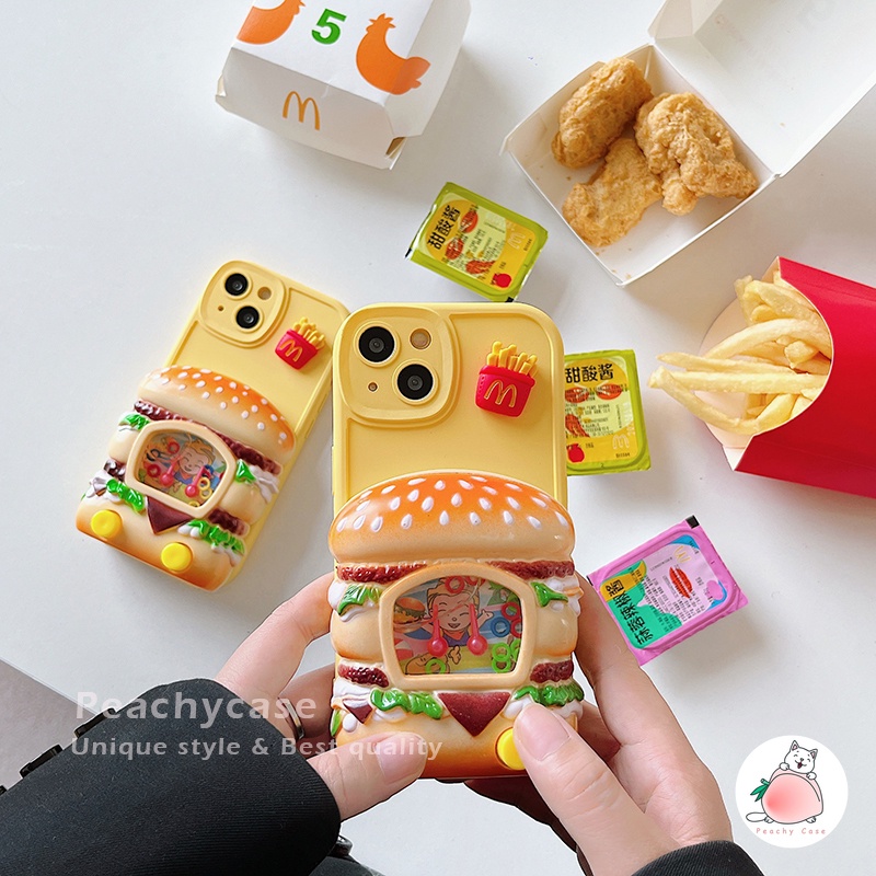 Ốp Điện Thoại TPU Dẻo Họa Tiết Bánh Hamburger 3D Vui Nhộn Cho iPhone 14 13 12 11 Pro Max Xr Xs Xsmax