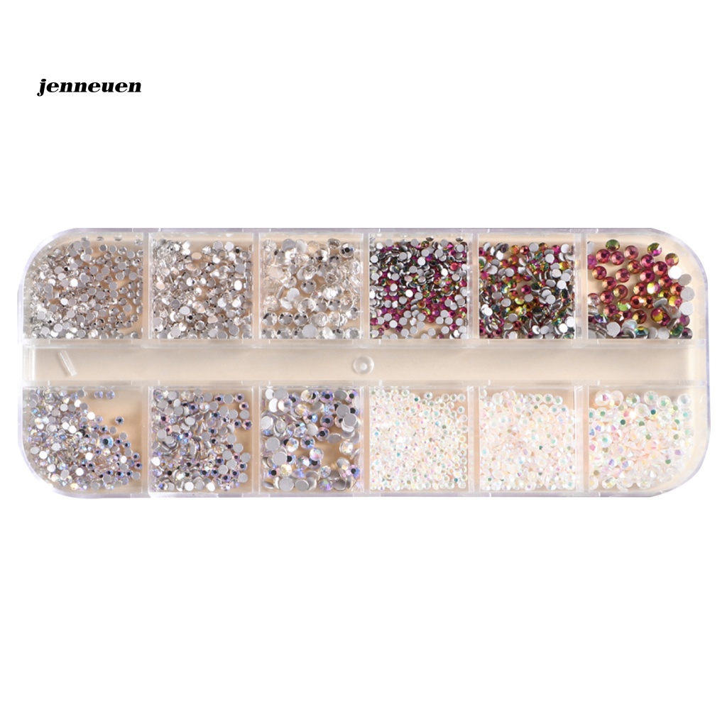1 Hộp Nhựa 12 Ngăn Đựng Phụ Kiện Trang Trí Móng Tay 3D DIY Màu Sắc