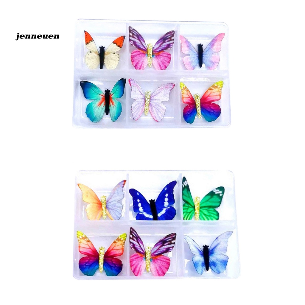 Set 6 Bươm Bướm 3D Nhiều Màu Sắc Dùng Trang Trí Móng Tay Nghệ Thuật