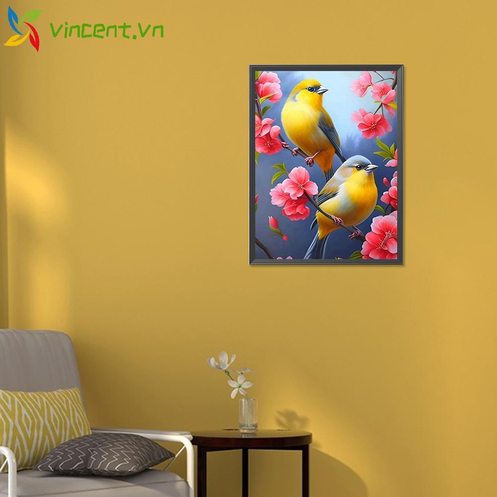 Tranh Đính Đá Kim Cương Toàn Bộ 5D DIY Hình Vẽ Chim Và Hoa
