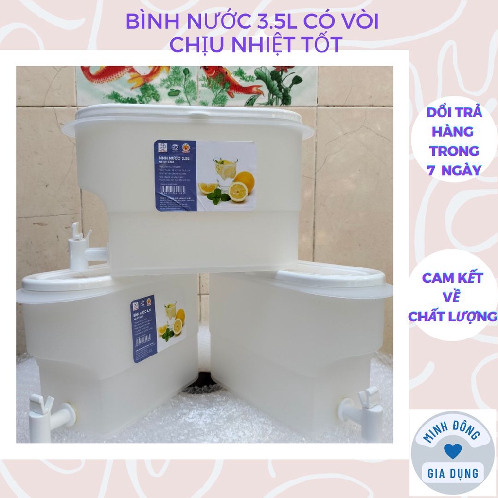 Bình nước có vòi để tủ lạnh 3.5l việt nhật (loại đẹp) chịu nhiệt, Bình đựng nước có vòi để tủ lạnh 3.5l cao cấp