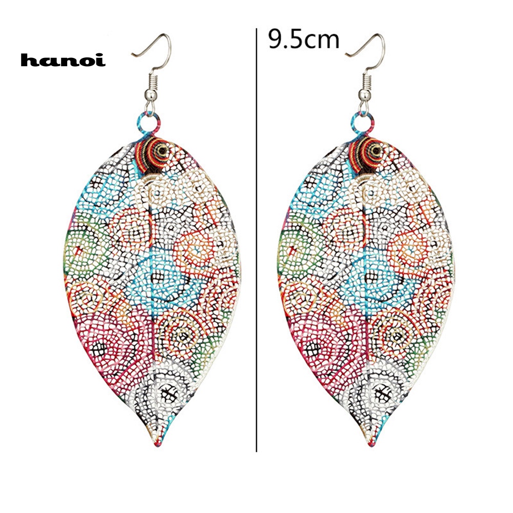 Đôi Khuyên Tai Kim Loại Hình Lá Vintage Cho Nữ