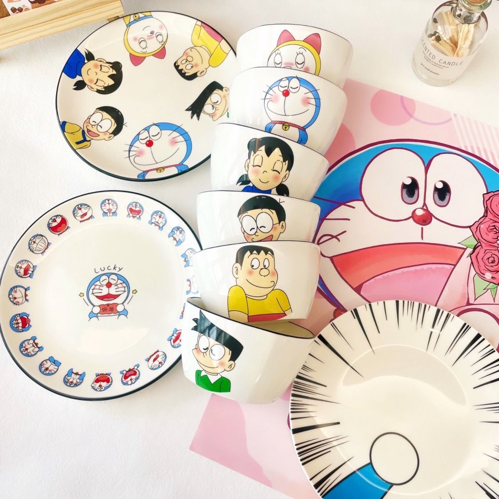 Đĩa Sứ Hình Mèo Doraemon Dễ Thương Sáng Tạo