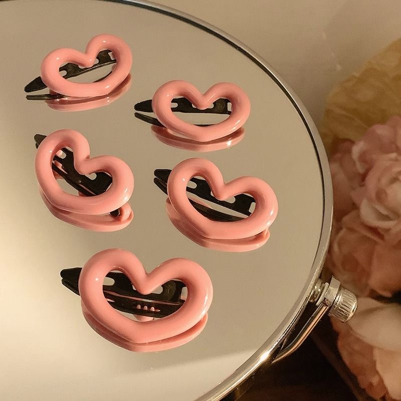 Set 10 Kẹp Tóc Nữ Hình Trái Tim Màu Hồng Dễ Thương