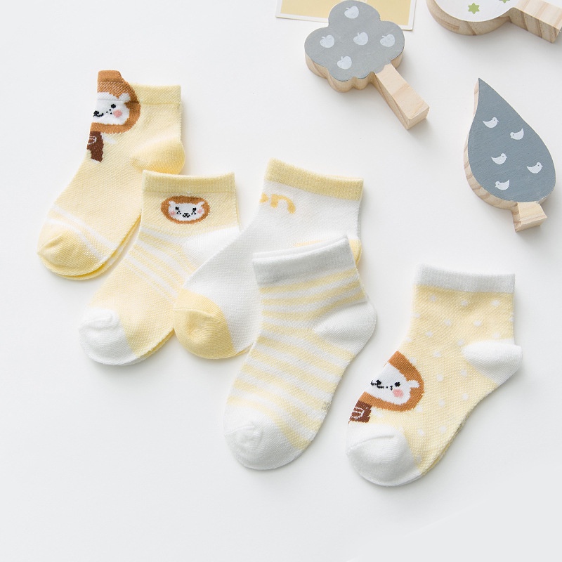 Set 5 Đôi Tất Cotton Mỏng Phối Lưới Thời Trang Mùa Hè Cho Bé Sơ Sinh