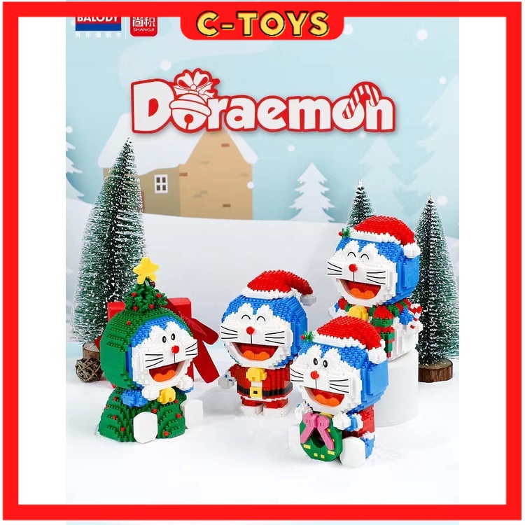 le.go doremon chủ đề giáng sinh noel xếp hình đồ chơi trẻ em Doremon xếp hình nano 3D Nanoblock