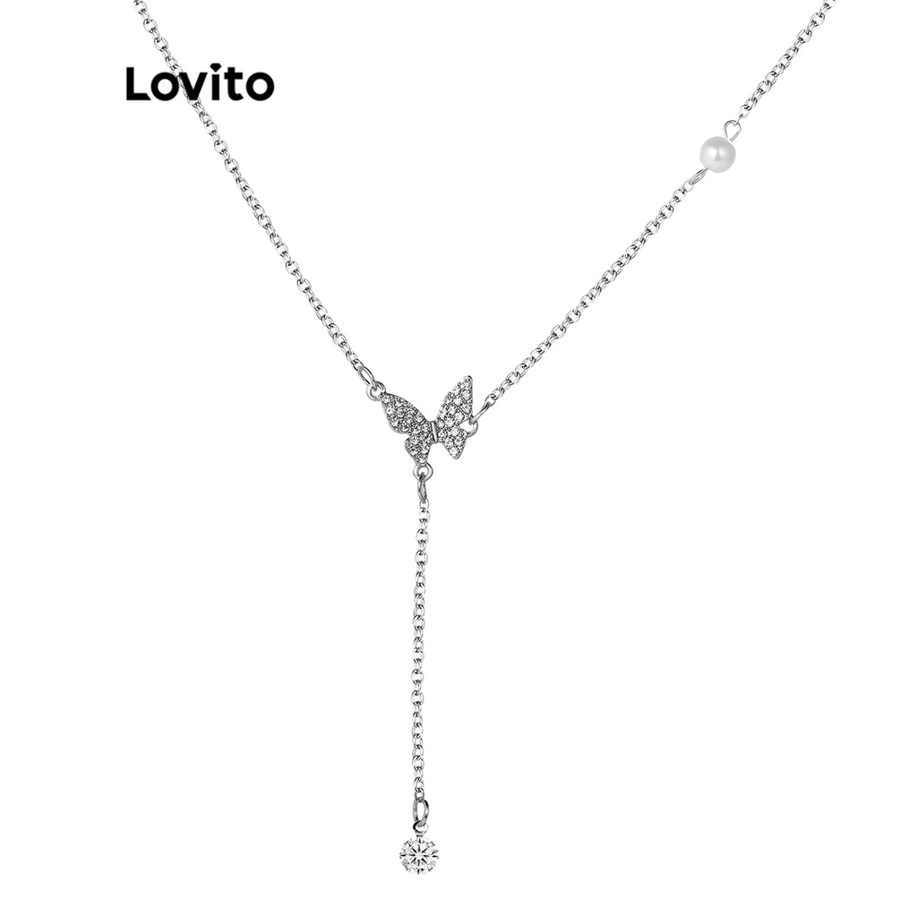 Vòng cổ Lovito mặt hình bướm màu trơn thường ngày cho nữ LNA14114